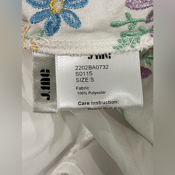 J. ING Sailor Peter Pan Color Floral Embroidered Puff Sleeve Ruffle Dress Small - Picture 12 of 12